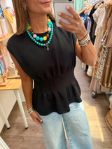 Black Cinched Waist Top