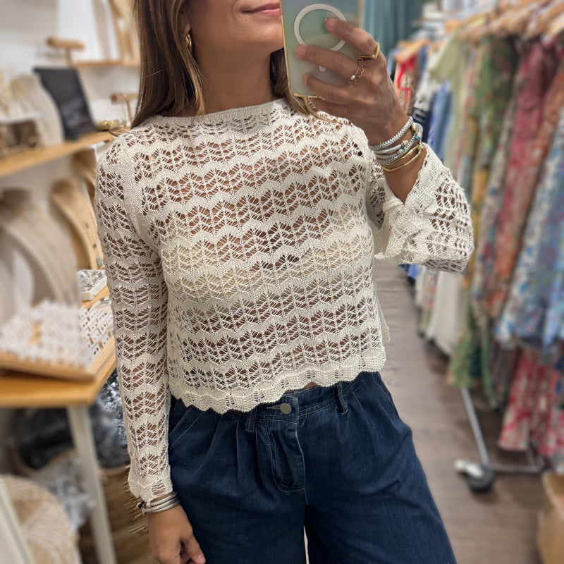 Ivory & Gold Metallic Knitted Top