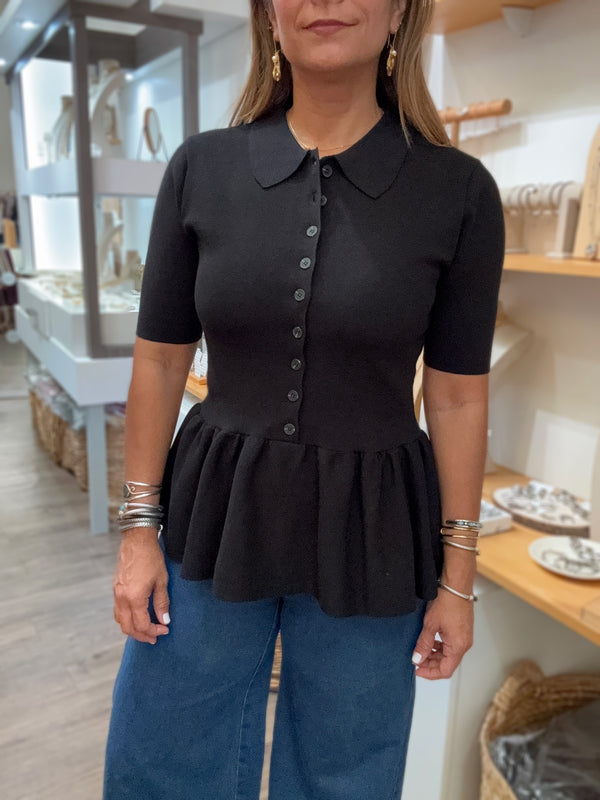 Black Collared Neck Top