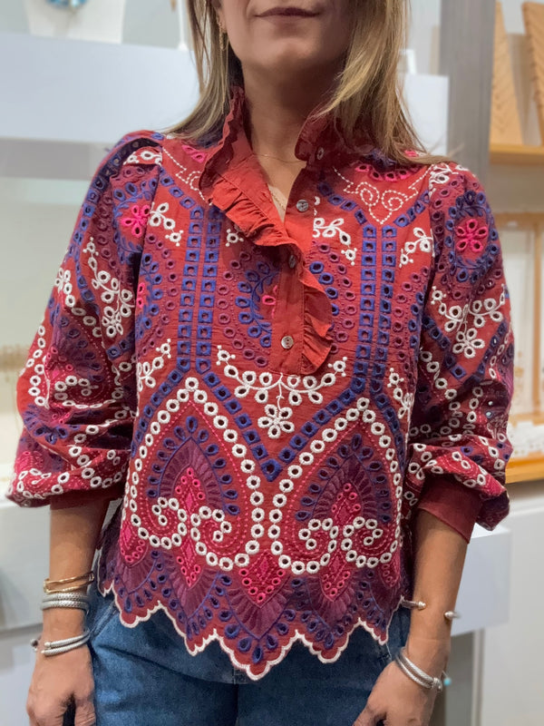 Brick Eyelet Detail Top