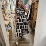 Navy Print Knot Detail Dress
