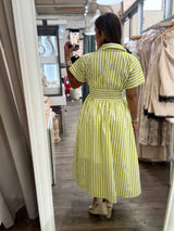 Lime Stripes Smocked Waist Dress