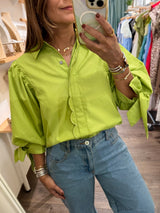 Chartreuse Scalloped Detail Top