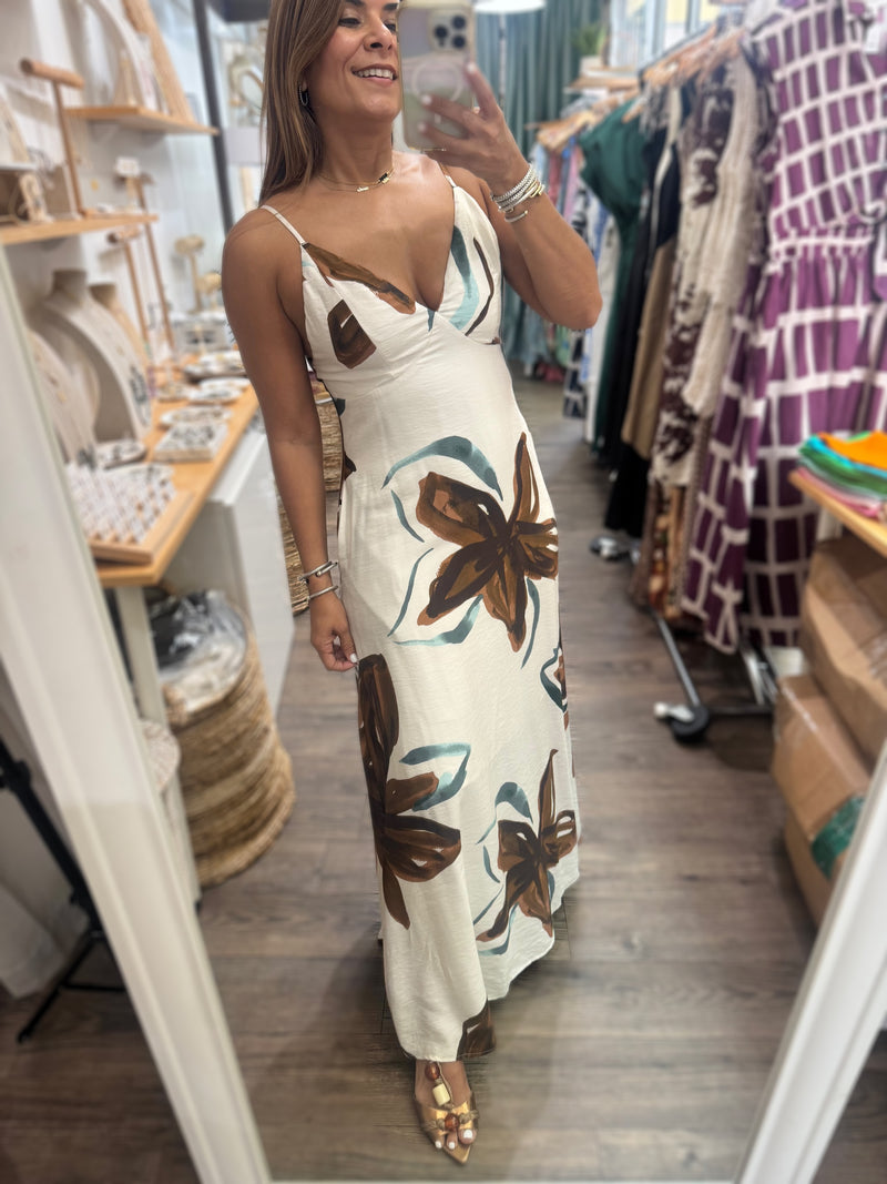 Printed Open Back Dress