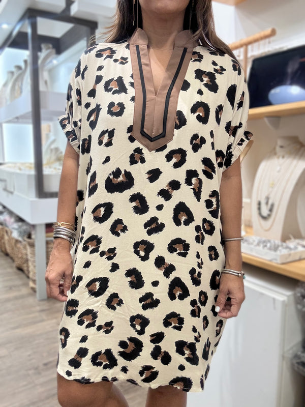 Animal Print Dolman Sleeves Dress