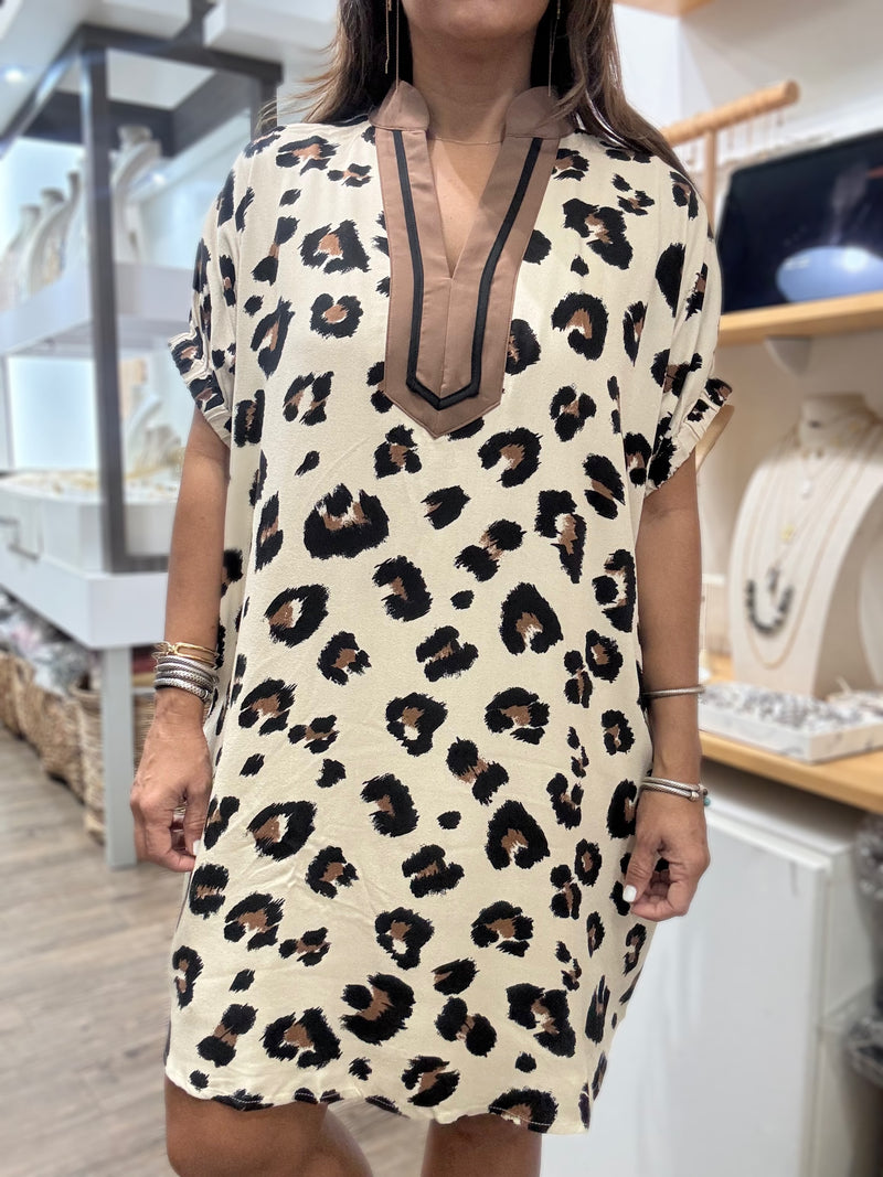 Animal Print Dolman Sleeves Dress