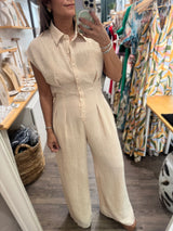 Oatmeal Back Detail Jumpsuit