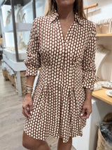 Geometric Print Cinched Waist Dress