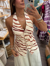 Zebra Print Halter Vest Top