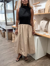 Black & Taupe Contrast Dress