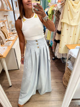 Dusty Blue Wide Leg Cargo Pant