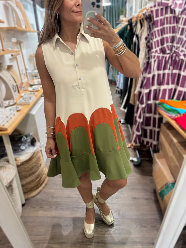 Almond Collared Neck Dress