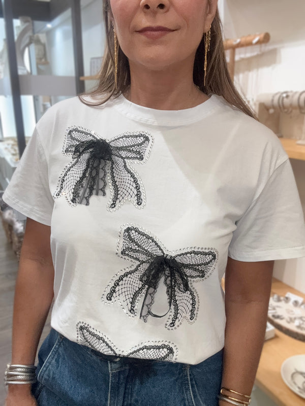 White Bows Detail Top