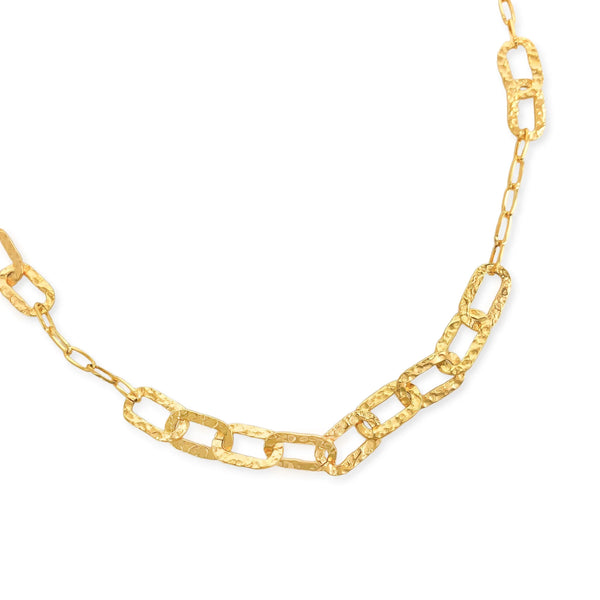 Gold Hammered Links Necklace (NR)