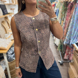 Animal Print Denim Vest/Top