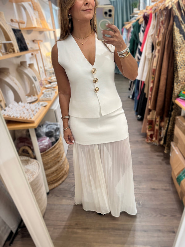 Ivory Vest & Skirt Set