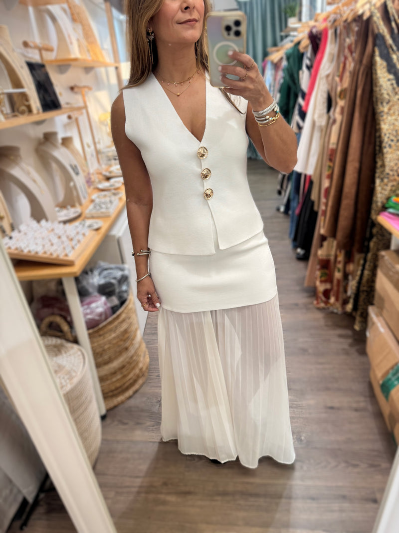 Ivory Vest & Skirt Set