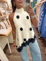 Polka Dots Asymmetrical Hem Top