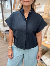 Navy Front Buttons Top