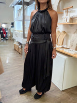 Black Halter Top & Harem Pants Set
