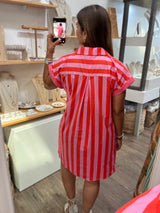 Pink & Orange Button Down Dress