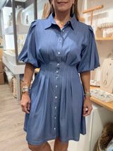 Denim Blue Cinched Waist Dress