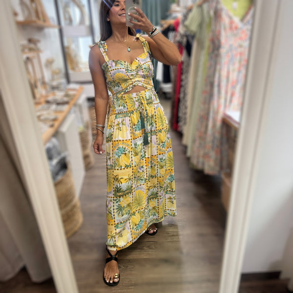 Tropical Sun Print Top & Skirt Set