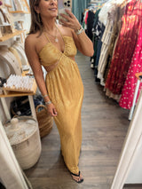 Gold Cutout Maxi Dress