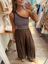 Brown High Waisted Harem Pants