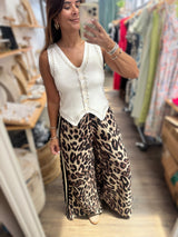 Leopard Print Side Stripe Pant