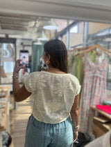 Beige Floral Lace Top