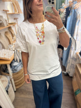 White Sleeve Detail Top