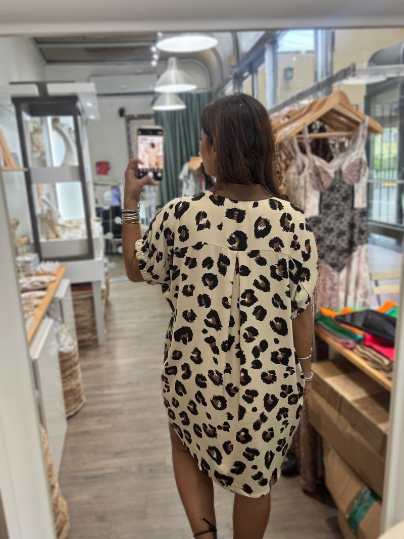 Animal Print Dolman Sleeves Dress