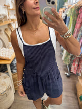 Navy Striped Romper