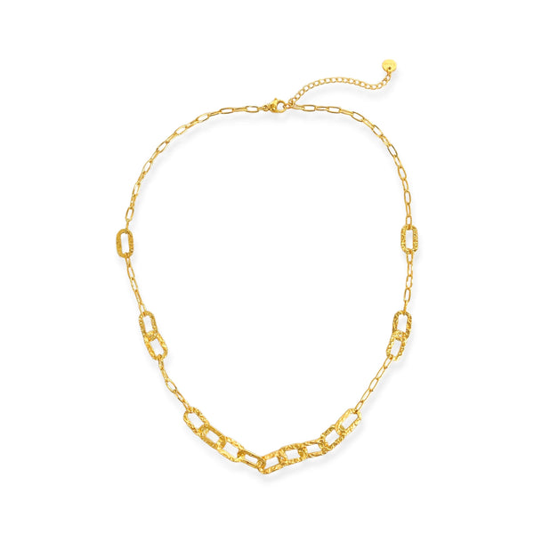 Gold Hammered Links Necklace (NR)
