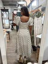 Polka Dots Puff Sleeves Dress