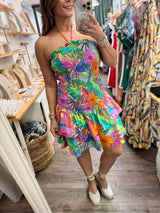 Colorful Print Halter Dress
