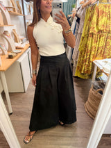 Black Pleated Culottes Pants