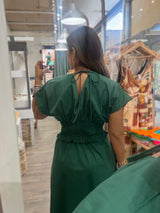 Hunter Green Cinched Waist Dress