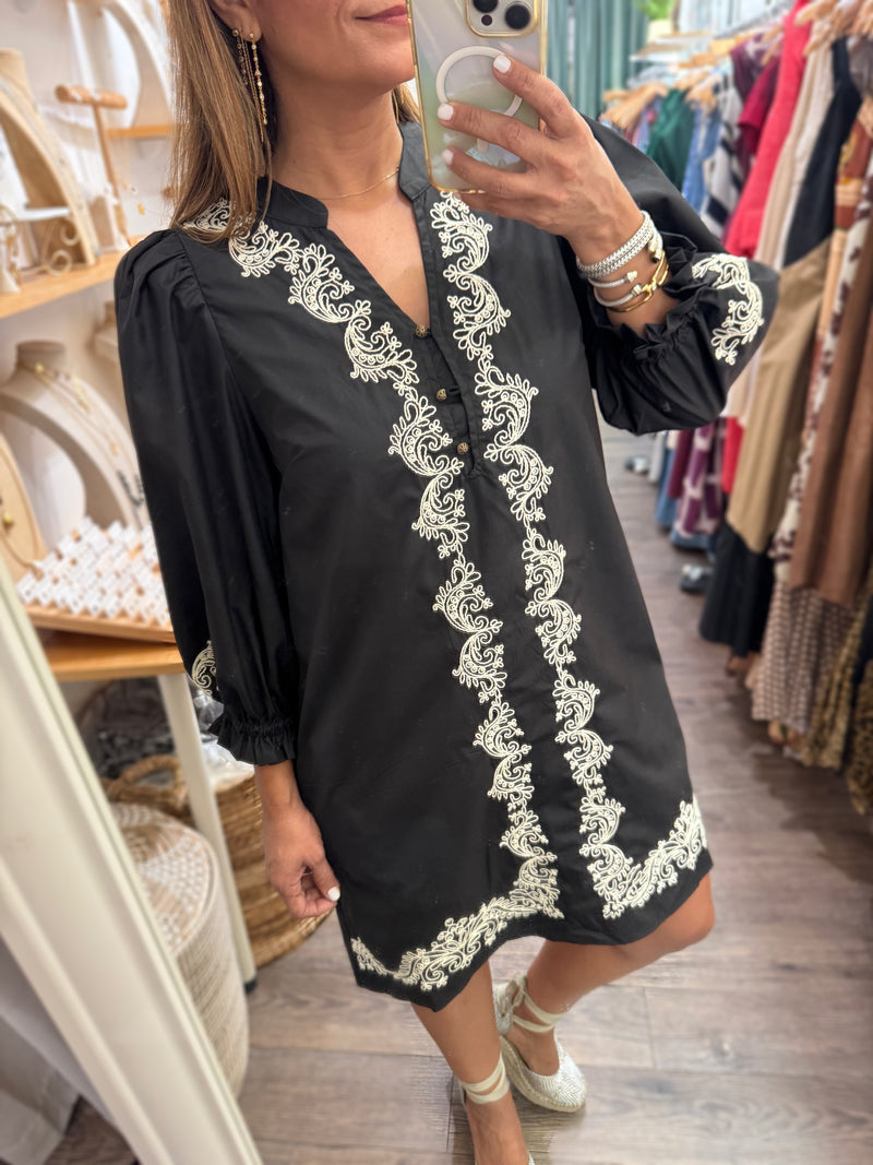 Black Embroidered Detail Dress