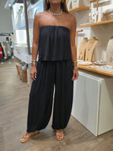 Black Strapless Balloon Jumpsuit