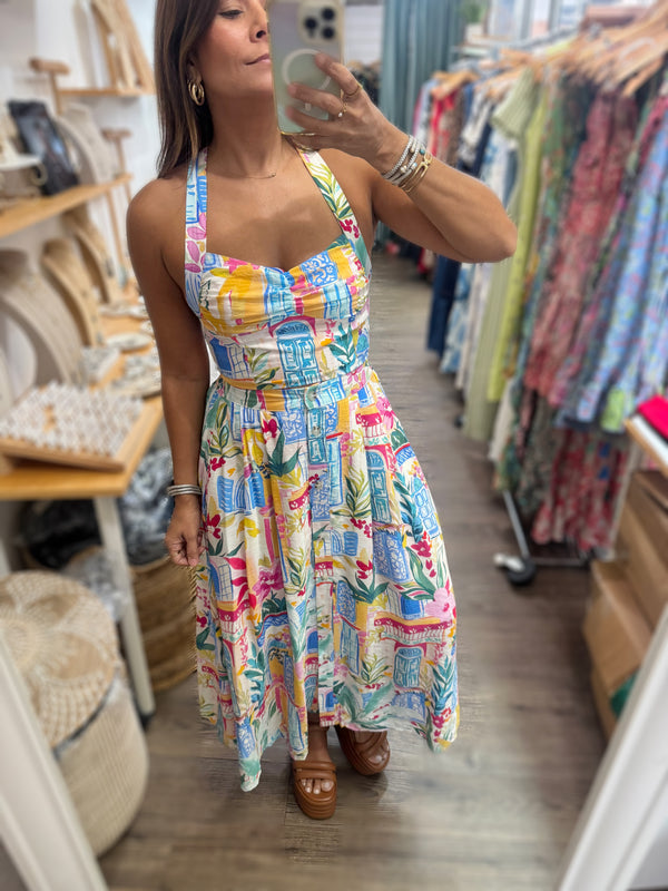Colorful Print Top & Skirt Set