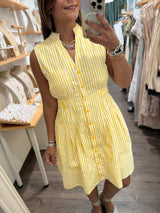 Yellow Stripes Cinched Waist Top