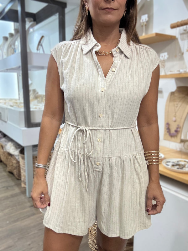 Ivory Striped Romper