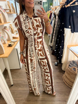 Brown Back Detail Jumpsuit