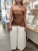 Chocolate Strapless Lace Top