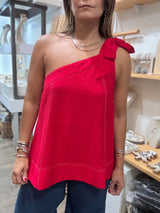 Red One Shoulder Top