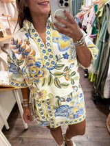 Blue Mix Print Top & Skort Set
