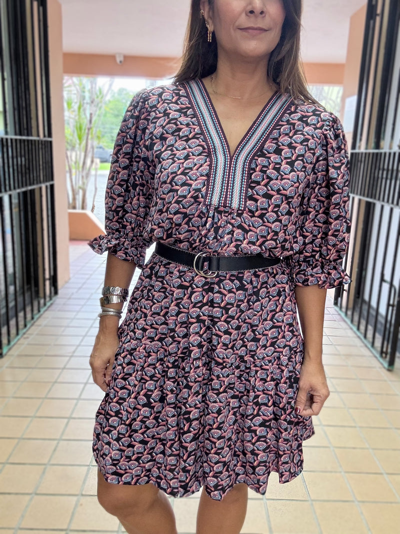 Mauve Mix Print Dress