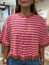 Pink & Brick Stripes Top